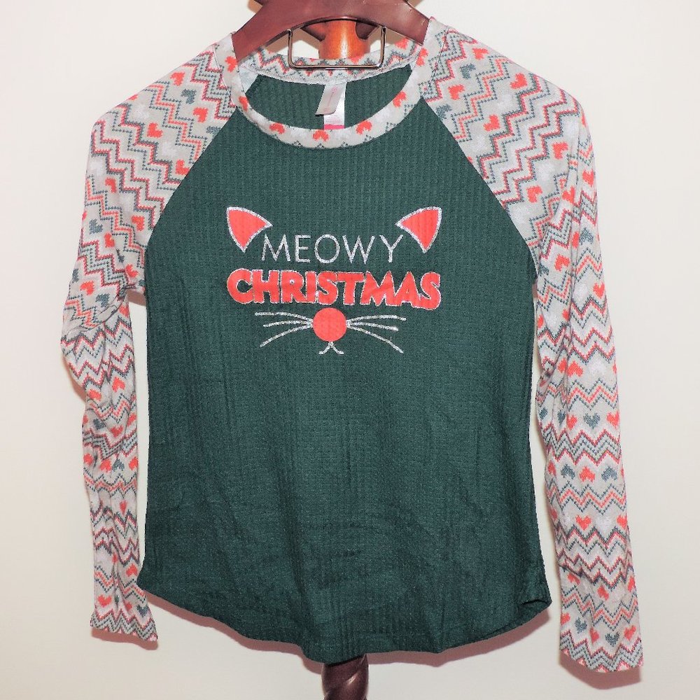 Meowy Christmas novelty holiday top/shirt